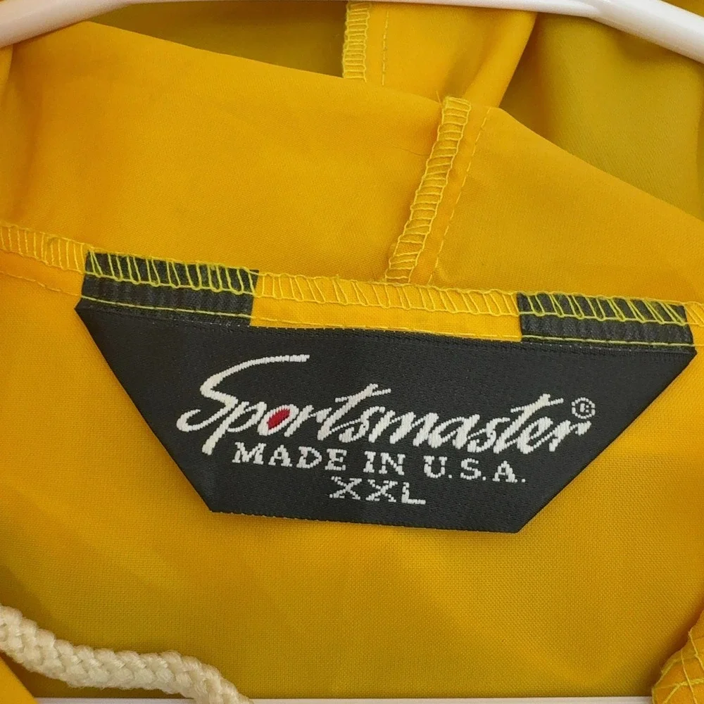 Vintage Sportsmaster Windbreaker Mens XXL Yellow Nylon Anorak Quarter Zip Retro